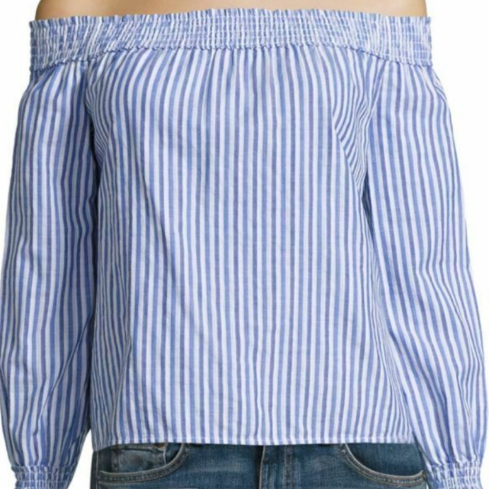 Rag & Bone Drew Off the Shoulder Pinstripe Top